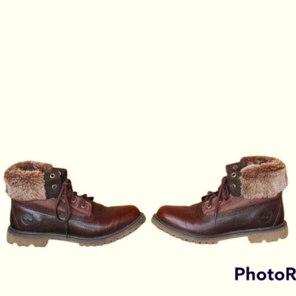 VGUC Brown TIMBERLAND Jayne Fold Down Roll Top Chunky Lug Sole Combat Bo… - Picture 6 of 11